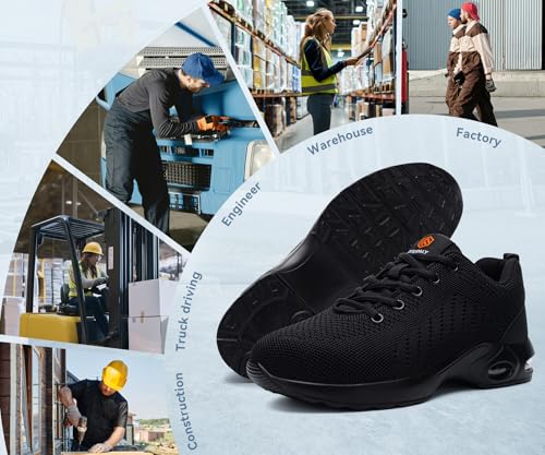 DYKHMILY Steel Toe Steel Toe Shoes for Men Steel Shoe Work Work Shoe Safety Safety Shoes Comfortable Lightweight Zapatos de Trabajo para Hombre Seguridad Size 10 Man/12,Black - Image 3