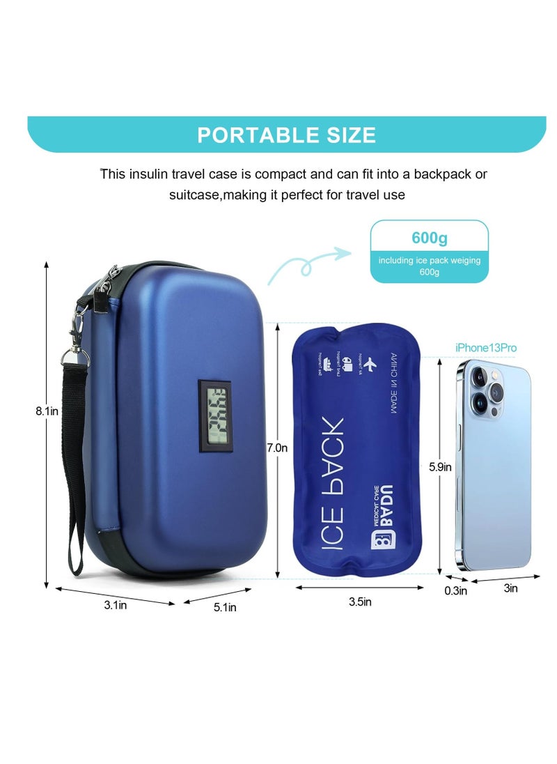 Generic 48h Insulin Cooler Travel Case TSA Approved Medication Diabetic Cooler For Travel With Thermometer Temperature Display Refrigerated Medicine Organizer Bag With 2 Ice Pack Diabetic Supplies  - Image 2
