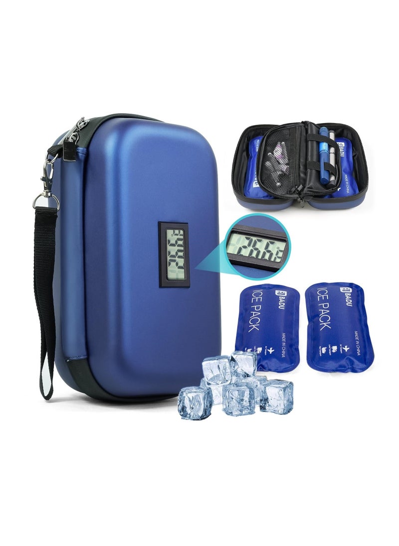 Generic 48h Insulin Cooler Travel Case TSA Approved Medication Diabetic Cooler For Travel With Thermometer Temperature Display Refrigerated Medicine Organizer Bag With 2 Ice Pack Diabetic Supplies  - Image 1
