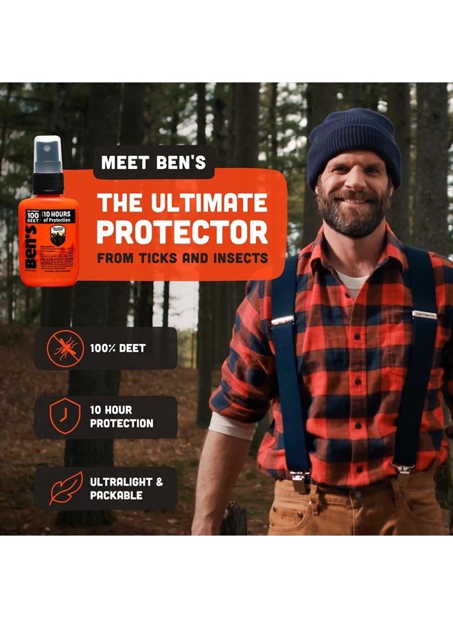 Ben's 100 Tick & Insect Repellent - Alcohol-Free DEET Insect Repellent Pump Spray - Offers 10 Hours of Protection for Adults & Children - 1.25 fl oz (Pack of 4)  - Image 2