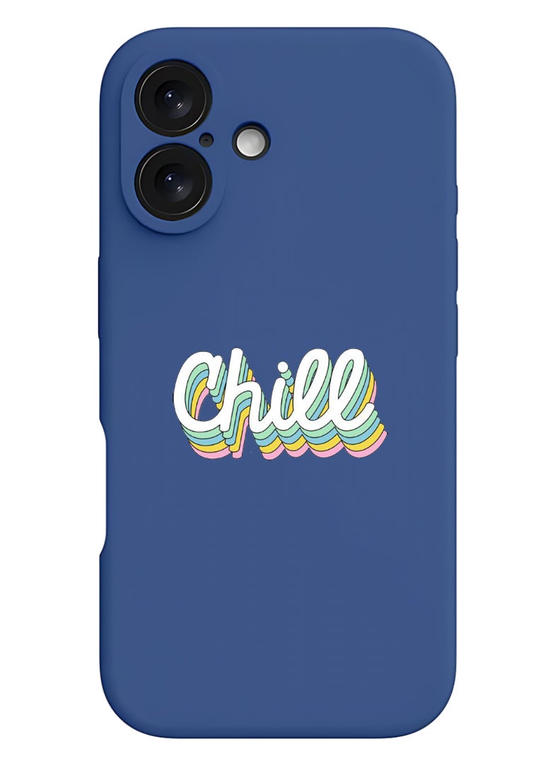 Theodor حافظة أيفون 16 بلس زرقاء واقية رفيعة من سائل السيليكون مع حماية كاملة للجسم ضد الخدوش وصدمات للحماية لأيفون - تشيل - Image 1