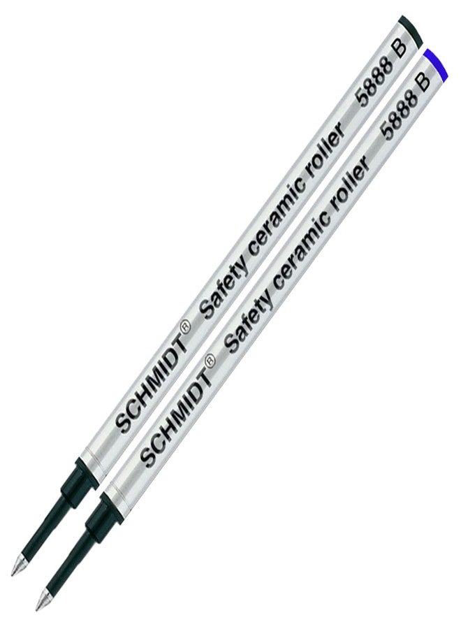 Lanier Pens Schmidt 5888 B Safety Ceramic Rollerball Metal Refill - Black, Blue Ink (Broad Tip 1.00mm) - Pack of 2 - Image 1