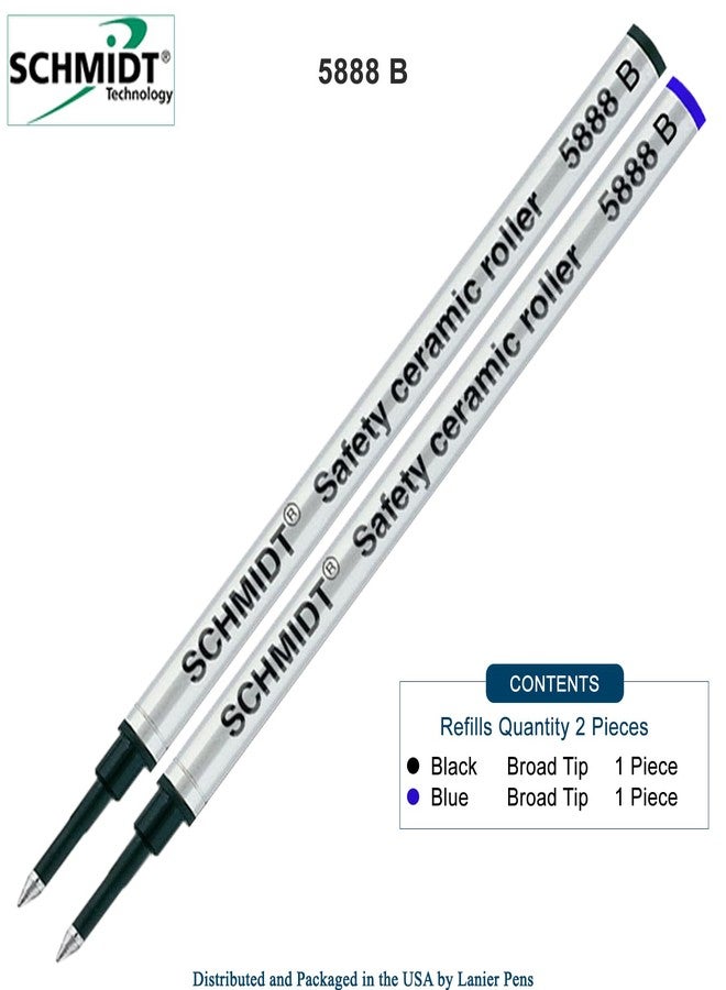 Lanier Pens Schmidt 5888 B Safety Ceramic Rollerball Metal Refill - Black, Blue Ink (Broad Tip 1.00mm) - Pack of 2 - Image 2