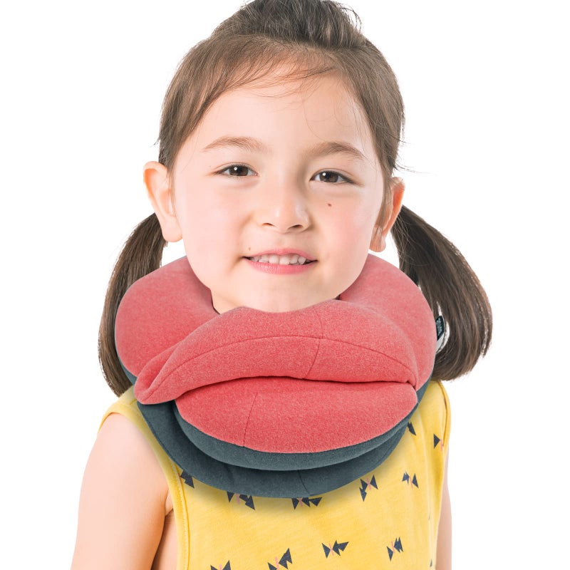 BUYUE Kids Travel Pillows for Airplane 360 Head Support Sleeping Essentials for Boys Long Flight SkinFriendly Soft Neck Pillow for Traveling in Car Seat Small Pink Grey 4090 lbs