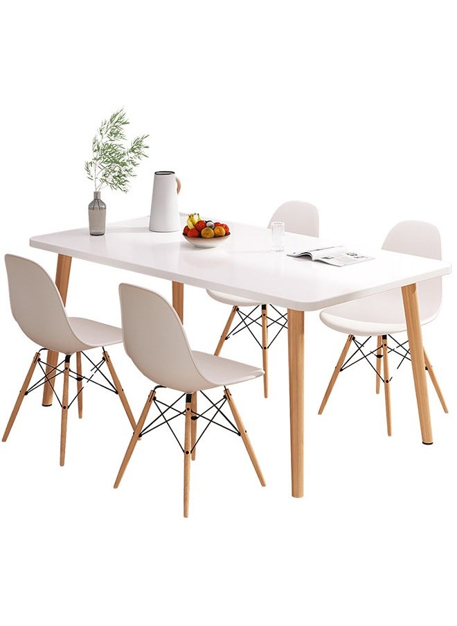 CityRiya-Long - Dining Table, White Kitchen Table, Modern Breakfast Table Desk, Leisure Coffee Table for Living Room/Office/Meeting Room Kitchen Lounging Cafeterias, Rectangle Table 100cm - Image 1