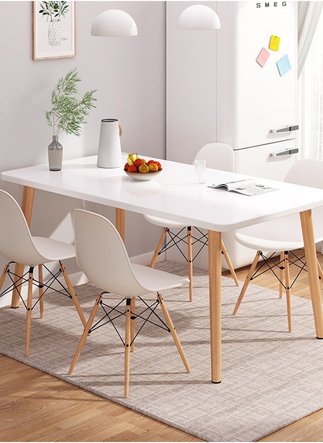 CityRiya-Long - Dining Table, White Kitchen Table, Modern Breakfast Table Desk, Leisure Coffee Table for Living Room/Office/Meeting Room Kitchen Lounging Cafeterias, Rectangle Table 100cm - Image 1