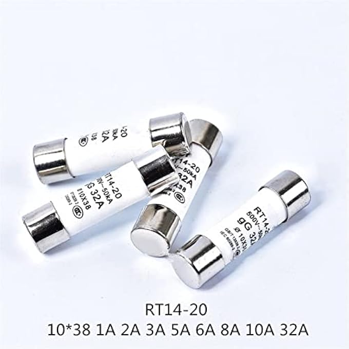 ريحني Rt1420 فيوز 10X38 1A 2A 3A 5A 6A 8A 10A 32A فيوز غطاء الأسطوانة Amp32A 5 قطع - Image 2
