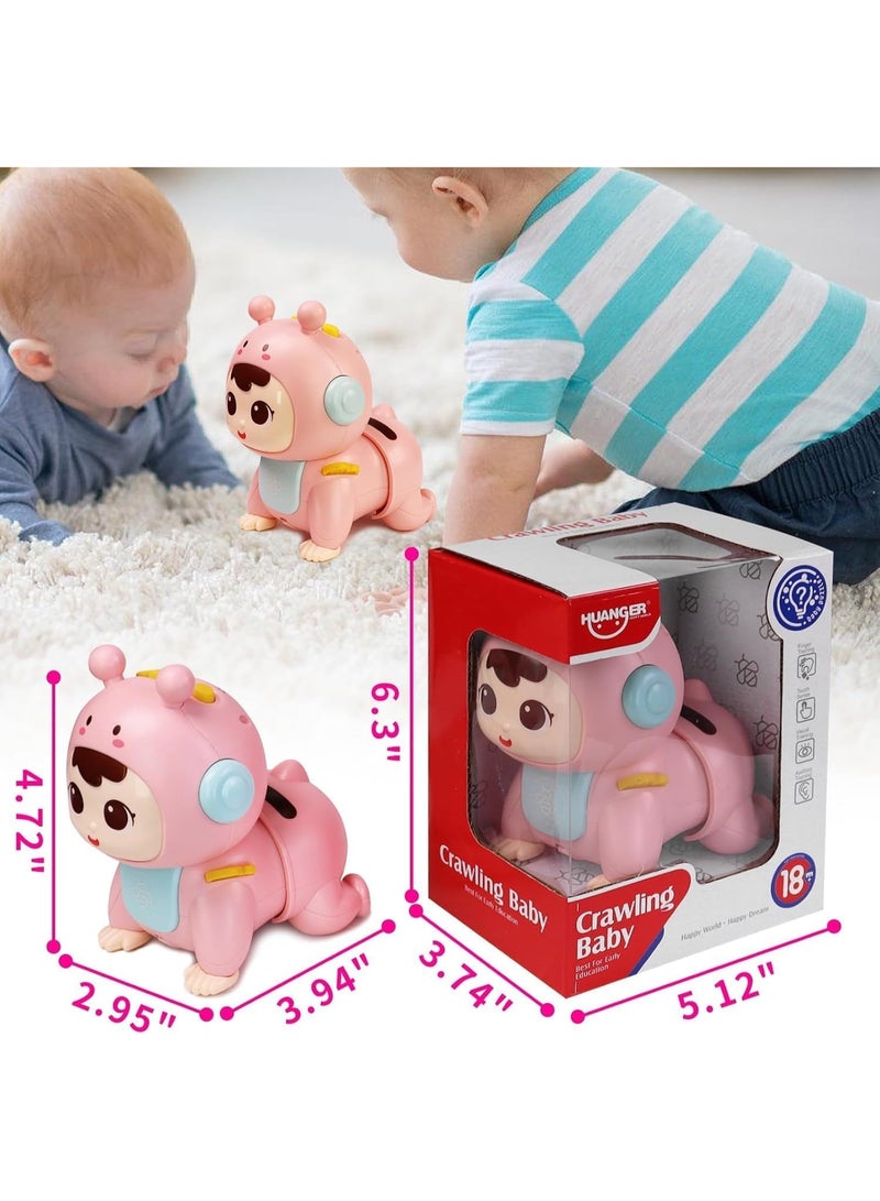 Relex Crawling Baby Toys, Fun Tummy Time Toys for Toddler with Music and Light, Interactive Walking Moving Sensory Toys for Infant Baby Girls Boys, Age 12 to 18 Months (Pink) - Image 2