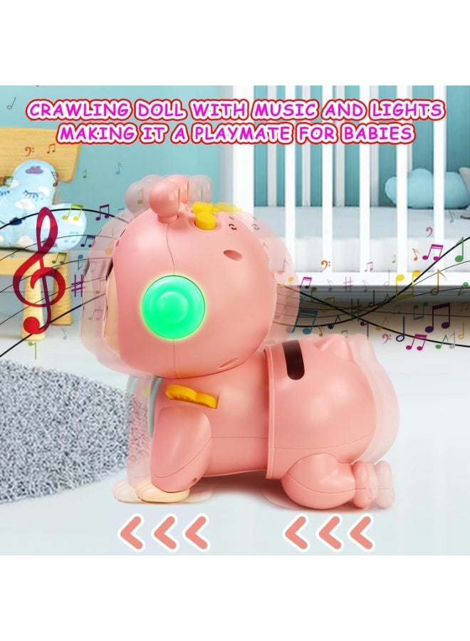 Relex Crawling Baby Toys, Fun Tummy Time Toys for Toddler with Music and Light, Interactive Walking Moving Sensory Toys for Infant Baby Girls Boys, Age 12 to 18 Months (Pink) - Image 4
