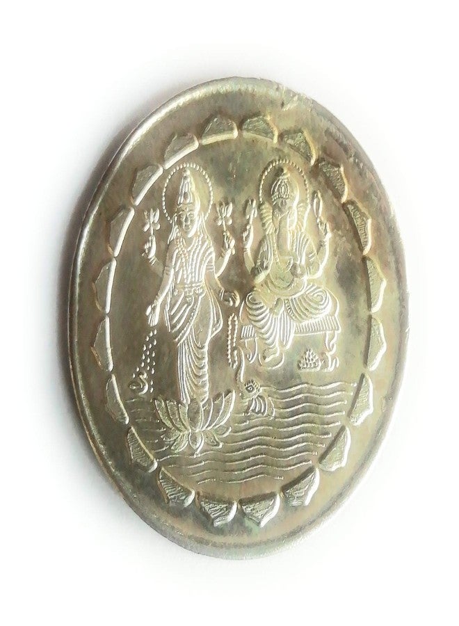 Shree Jewellers Silver Plated Ganesh Laxmi White Metal Coin (Package contain1 Coin) with Box - Image 3