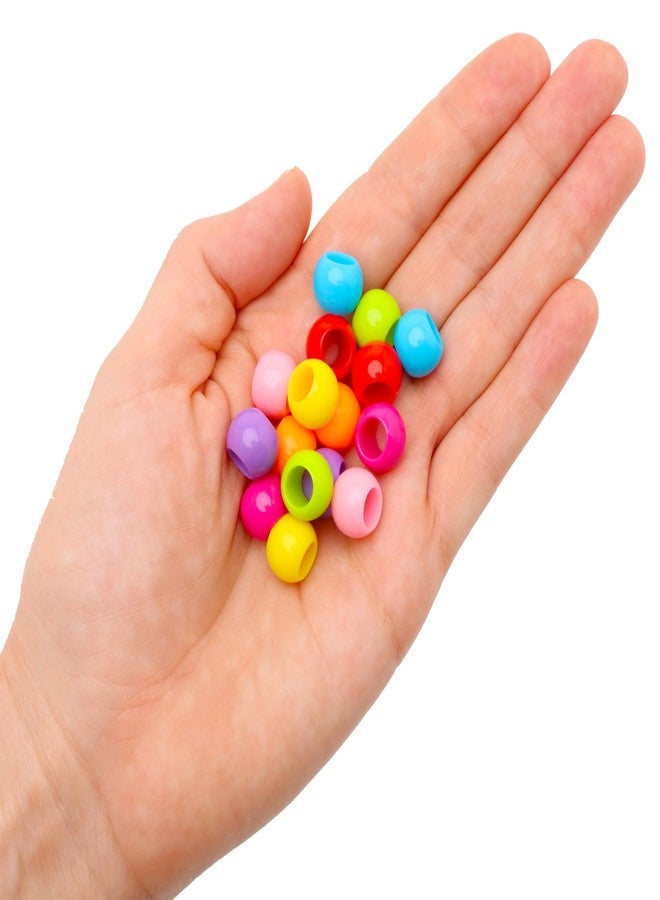Craft Making Shop 300 Acrylic Large Hole Beads for Crafts and for Hair 10mm x 12mm Acrylic Barrel Beads with 5.7mm Large Hole, Bright Assortment - Image 5