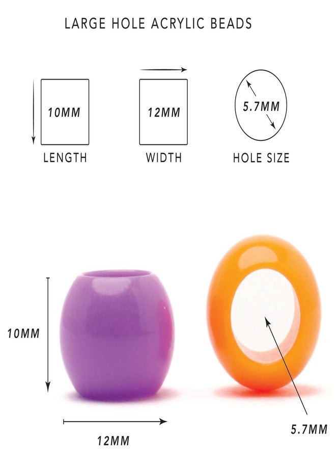 Craft Making Shop 300 Acrylic Large Hole Beads for Crafts and for Hair 10mm x 12mm Acrylic Barrel Beads with 5.7mm Large Hole, Bright Assortment - Image 2