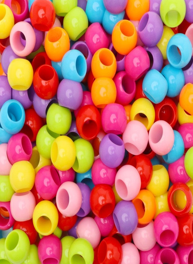 Craft Making Shop 300 Acrylic Large Hole Beads for Crafts and for Hair 10mm x 12mm Acrylic Barrel Beads with 5.7mm Large Hole, Bright Assortment - Image 1