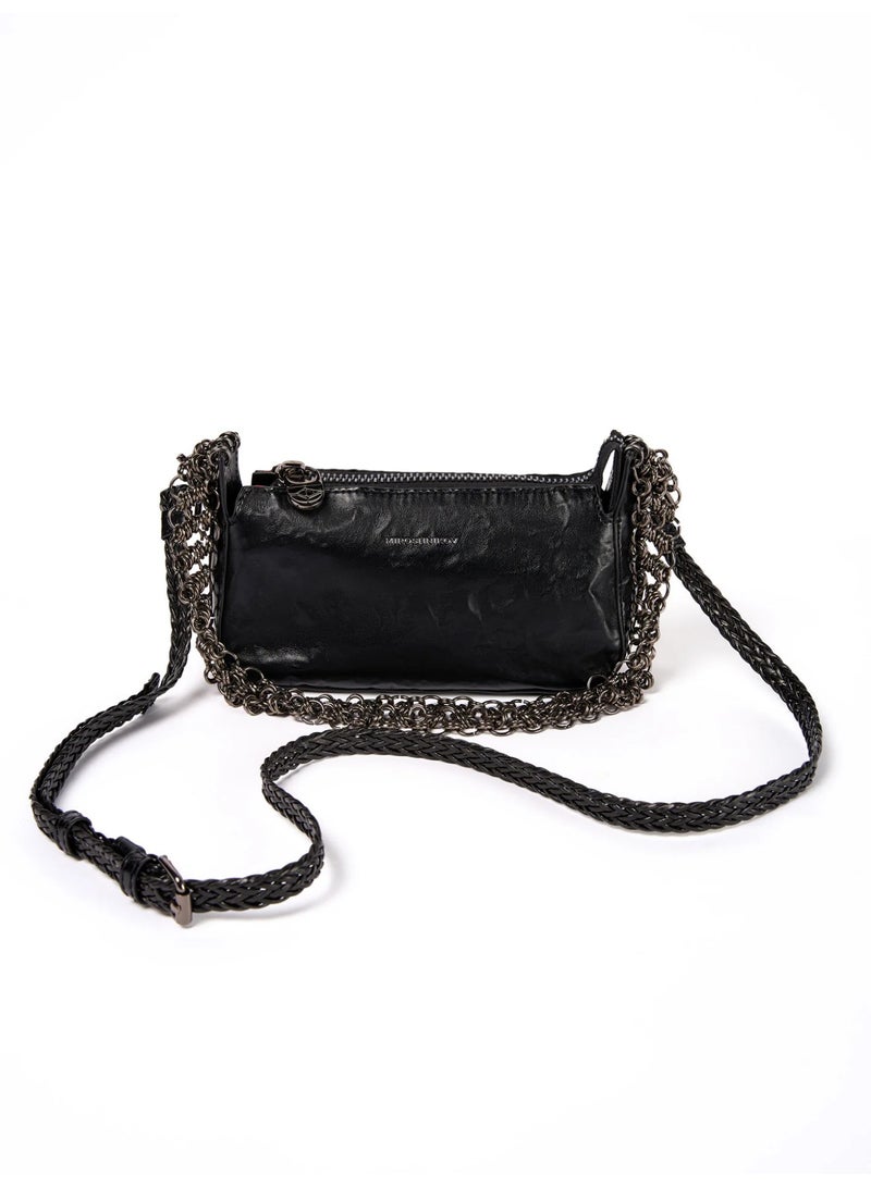 ميروشنيكوف حقيبة ميروشنيكوف الصغيرة الفاخرة ذات السلسلة للنساء، حقيبة يد من جلد البولي يوريثان غير اللامع، حزام سلسلة قابل للتعديل، حقيبة كتف صغيرة للسفر والحفلات والاستخدام اليومي، أسود، قطعة واحدة - Image 2