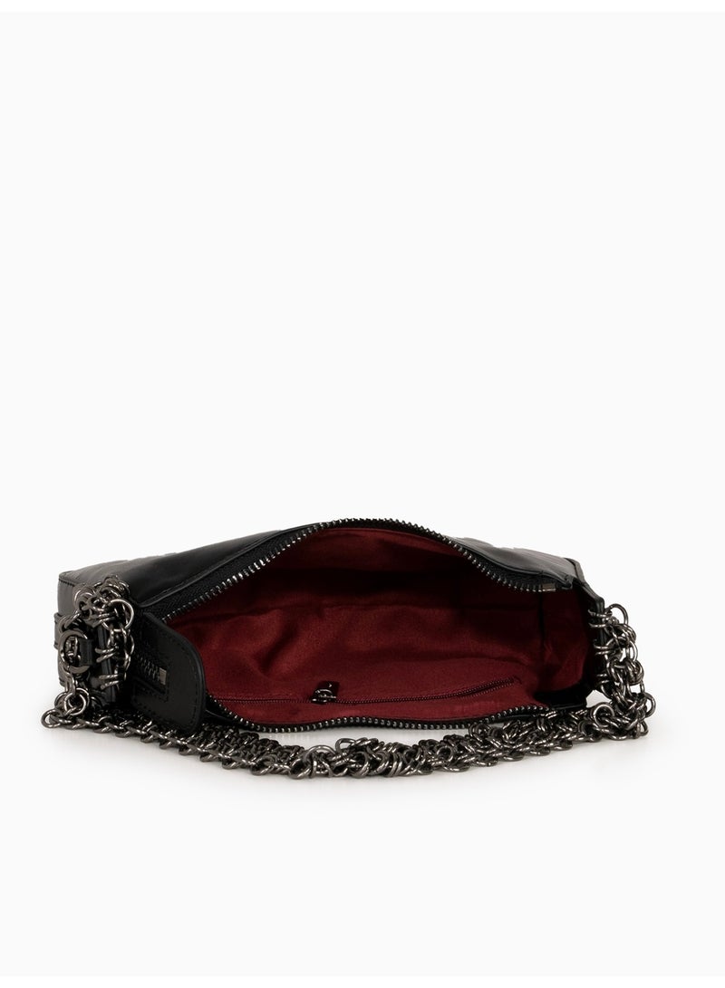 Miroshnikov Mini Chain Bag Luxury Crossbody for Women, Textured Matte PU Leather Purse, Adjustable Chain Strap Clutch, Small Shoulder Bag for Travel, Party & Daily Use, Black, 1 Piece - Image 2