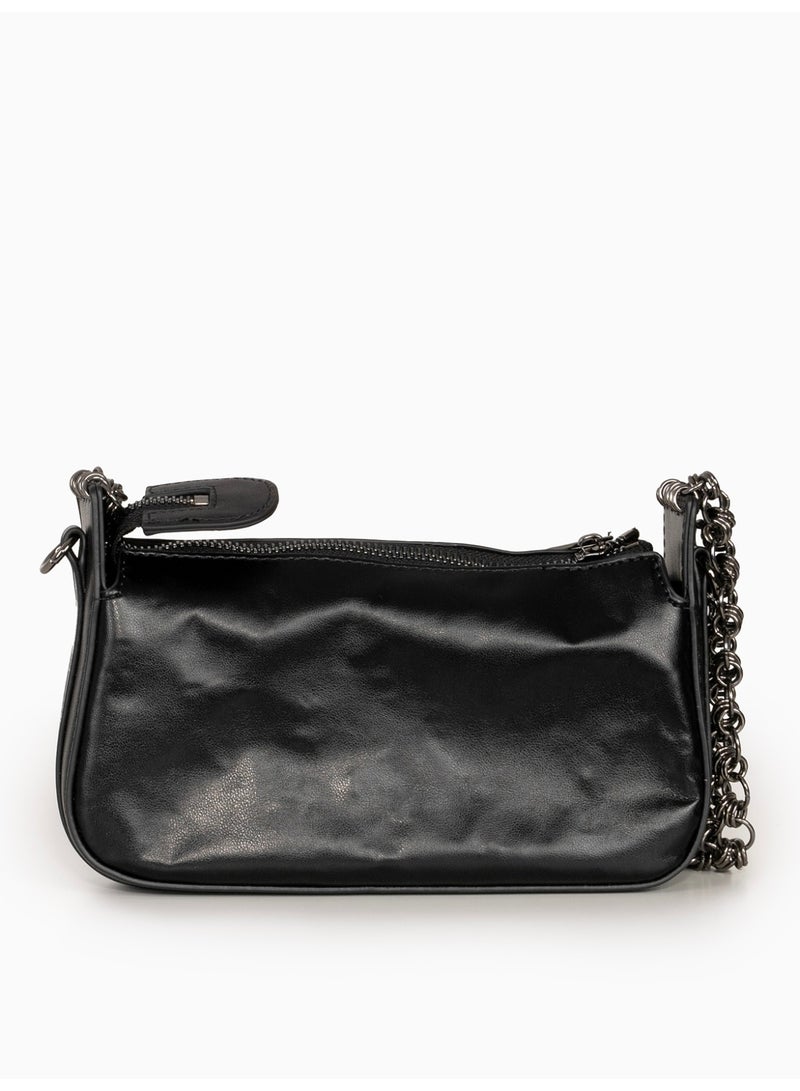 Miroshnikov Mini Chain Bag Luxury Crossbody for Women, Textured Matte PU Leather Purse, Adjustable Chain Strap Clutch, Small Shoulder Bag for Travel, Party & Daily Use, Black, 1 Piece - Image 5