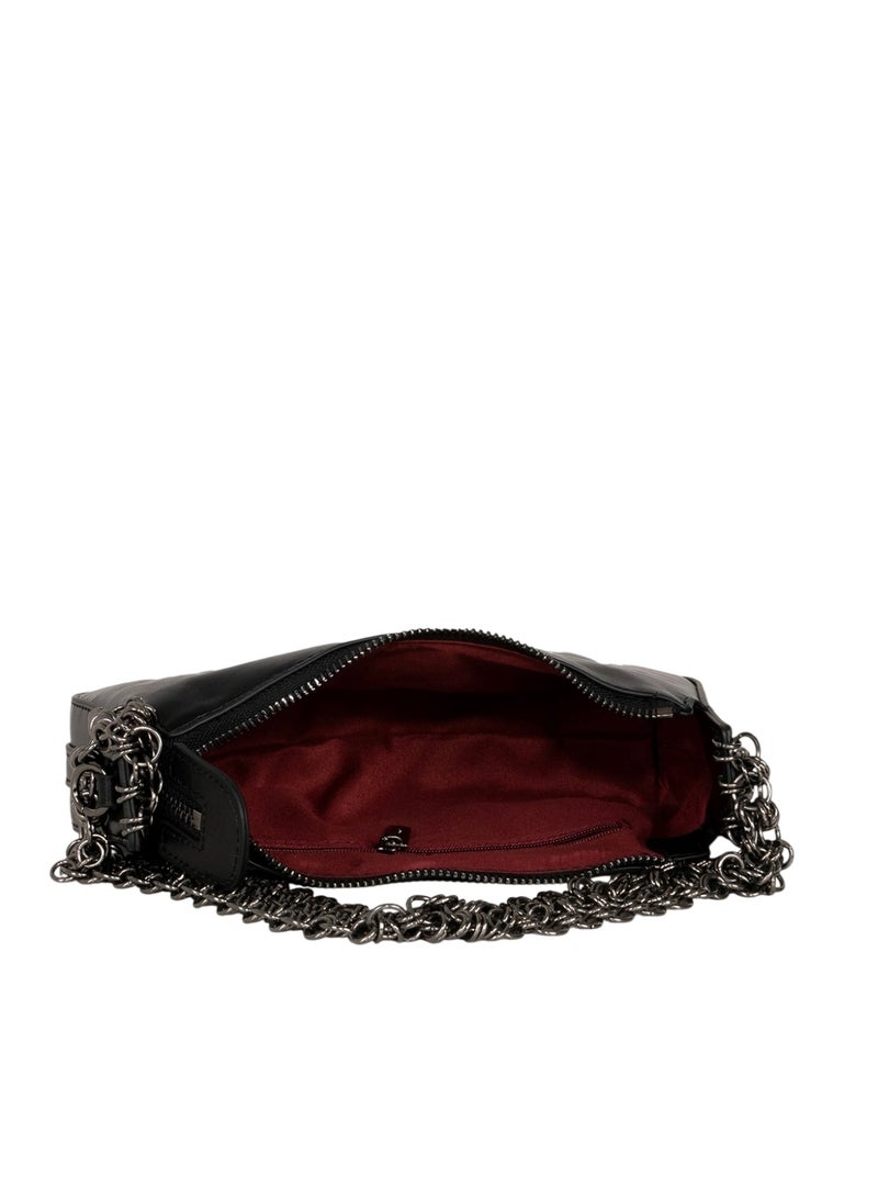 Miroshnikov Mini Chain Bag Luxury Crossbody for Women, Textured Matte PU Leather Purse, Adjustable Chain Strap Clutch, Small Shoulder Bag for Travel, Party & Daily Use, Black, 1 Piece - Image 2
