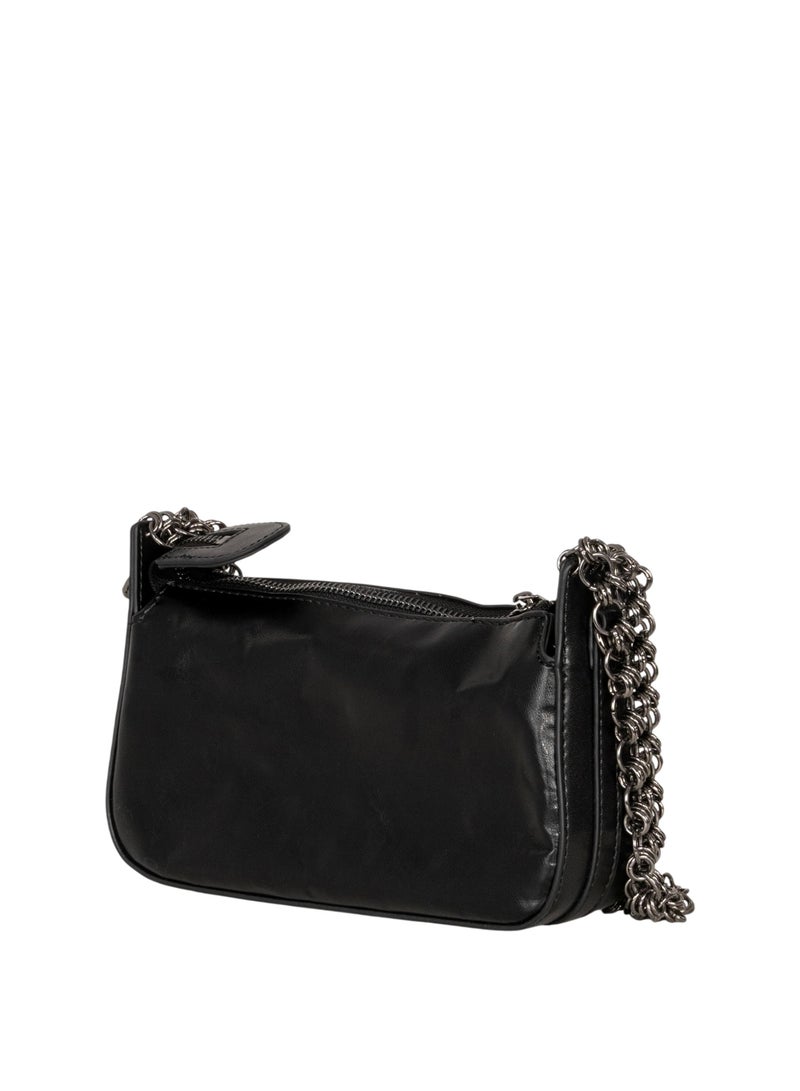 Miroshnikov Mini Chain Bag Luxury Crossbody for Women, Textured Matte PU Leather Purse, Adjustable Chain Strap Clutch, Small Shoulder Bag for Travel, Party & Daily Use, Black, 1 Piece - Image 4