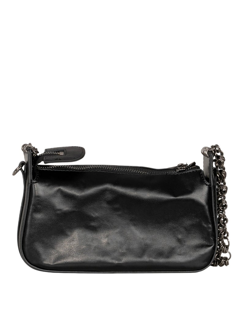 Miroshnikov Mini Chain Bag Luxury Crossbody for Women, Textured Matte PU Leather Purse, Adjustable Chain Strap Clutch, Small Shoulder Bag for Travel, Party & Daily Use, Black, 1 Piece - Image 5
