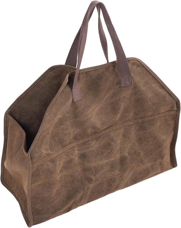 Heavy Duty Canvas Firewood Carrier with Handles for Outdoor Camping BBQ Storage Bag - Image 2