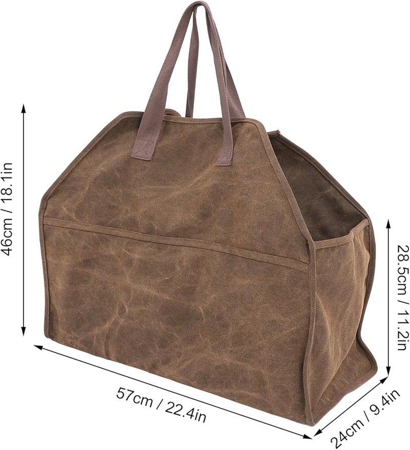 Heavy Duty Canvas Firewood Carrier with Handles for Outdoor Camping BBQ Storage Bag - Image 3