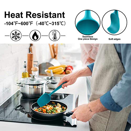 HOTEC BPA Free Heat Resistant Silicone Spatula Set Kitchen Utensils for Baking Cooking Mixing Non Stick Cookware Food Grade Dishwasher Safe (Multi-Color) Set of 9 - Image 4