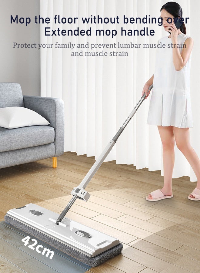 Hands Free Flat Mop | Microfiber Cloth With Self Squeezing Water | Wet & Dry | Washable Pads | 360° Rotating Mop | All Kinds Of Floor Cleaning - 42 cm - Image 4
