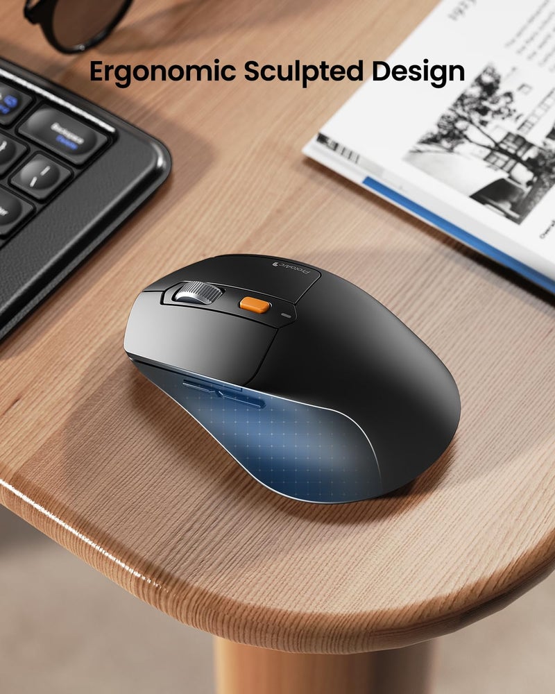 ProtoArc Ergonomic Foldable Keyboard Mouse, XKM03 Portable Folding Bluetooth Keyboard Mouse Combo for Business and Travel, Split Design, 3 Bluetooth, Rechargeable, for iPad, Tablet, iPhone, Laptop - Image 4