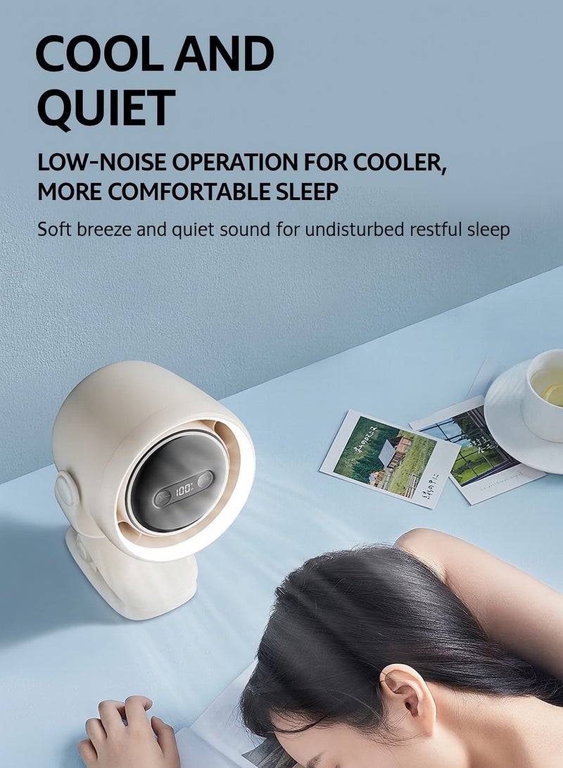 Portable Clip-On Circulation Fan GF15-J with Silent Motor, LED Display, Night Light, 7200mAh Battery – Multi-Angle Adjustable, For Office, Stroller, Camping  - Image 4