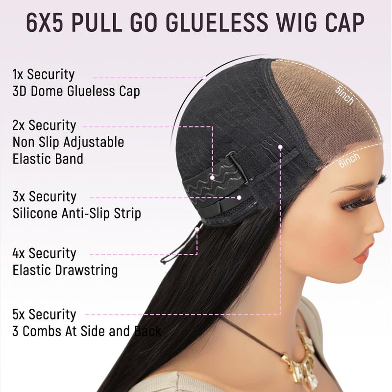mscoco Wear and Go Glueless Wigs Human Hair Pre Plucked Pre Cut 6Ã—5 Layered Haircut HD Lace Closure Wigs Human Hair for Black Women Pre Bleached Knots 180% Density 16inch Natural Black Wig - Image 4