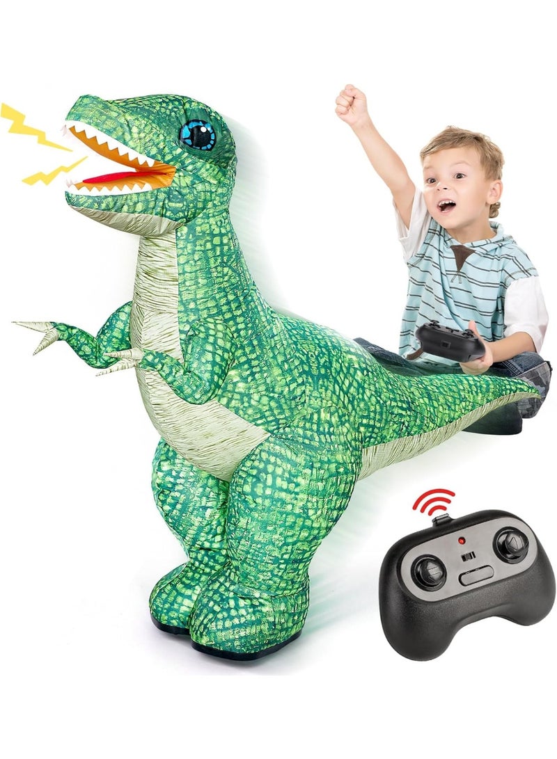 Remote Control Dinosaur Toys, Realistic Electric 2.4GHz Remote Control Inflatable Dinosaur Toy, with 360°Rotation, Forward & Backward, Rechargeable Walking Dinosaur Toy for Kids - Image 1