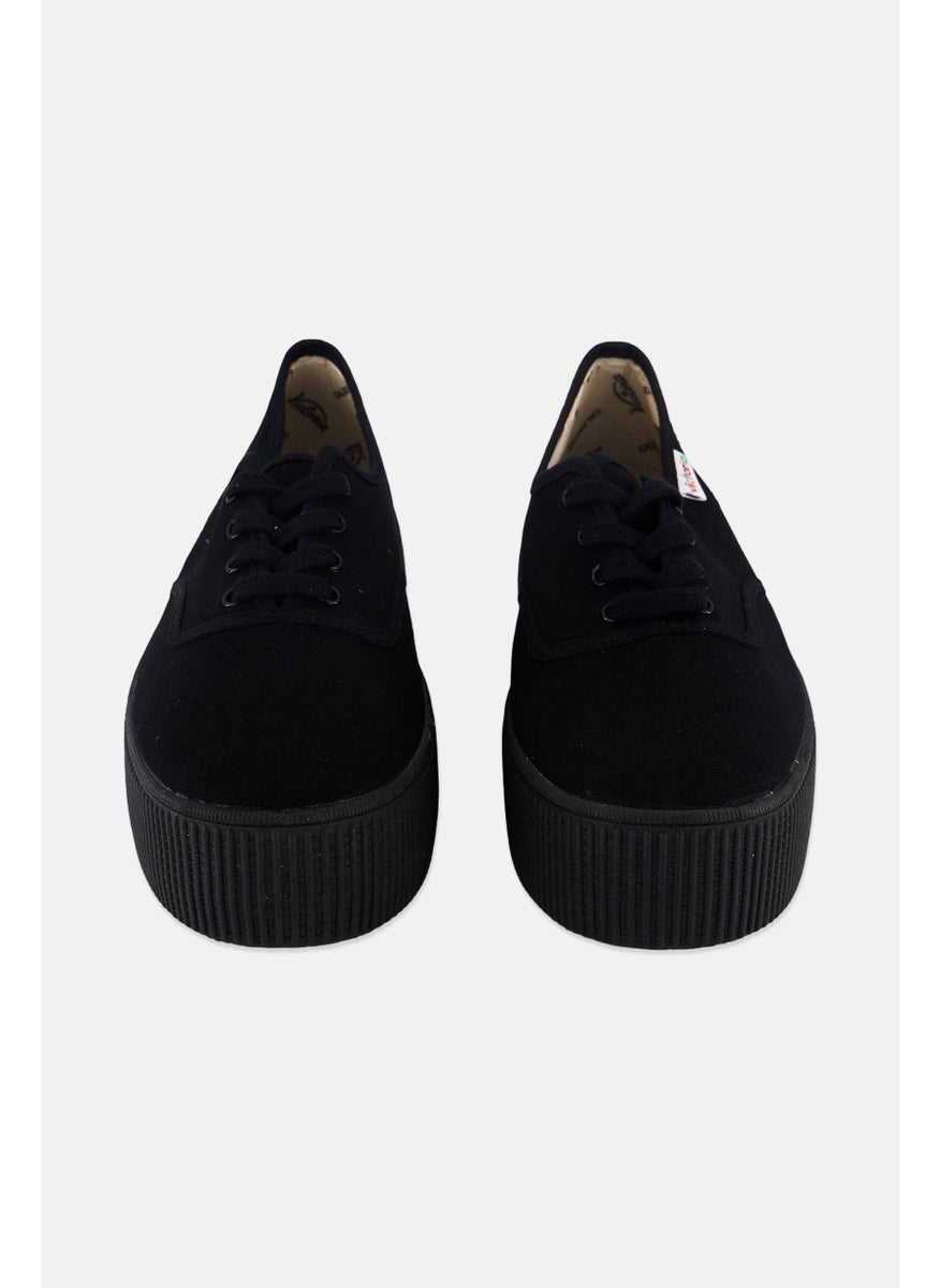 Victoria Women Brand Logo Lace Up Casual Shoes, Black  - Image 4