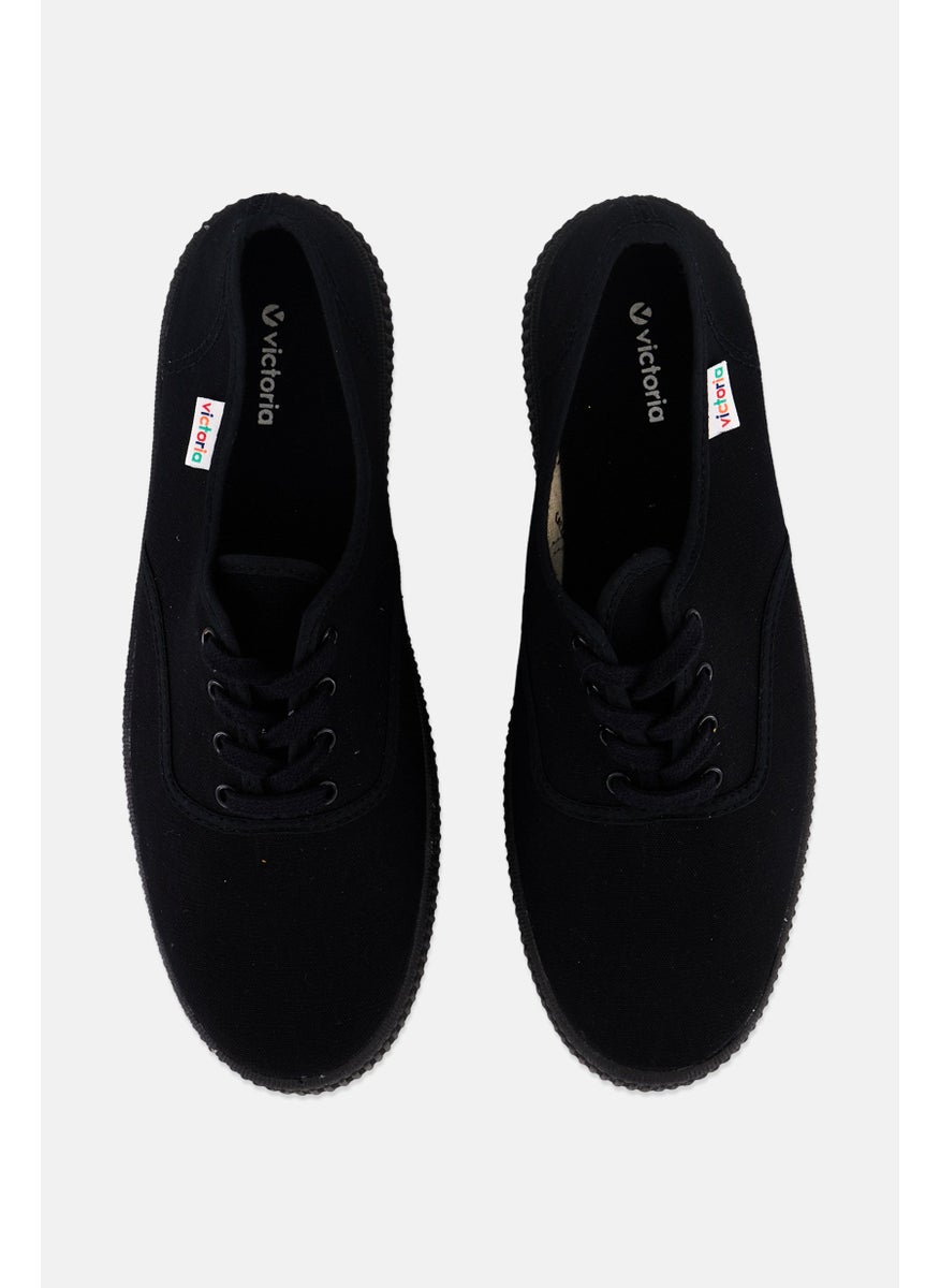 Victoria Women Brand Logo Lace Up Casual Shoes, Black  - Image 3