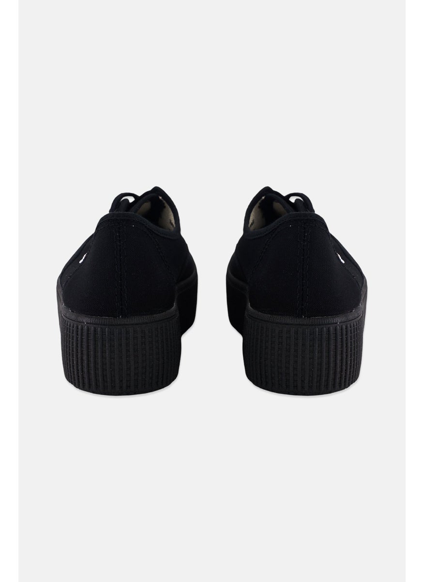 Victoria Women Brand Logo Lace Up Casual Shoes, Black  - Image 2