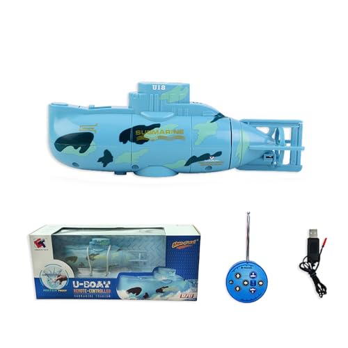 Tsiodot Mini RC Submarine Waterproof Remote Control Boat Underwater Diving Fish Tank Toy for Kids Birthday GiftBlue - Image 1