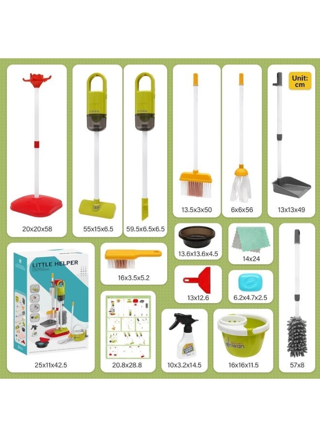 CENXI Kids Cleaning Toy Set, 14Pcs Pretend Play Home Cleaning Playset - Incl. 2-in-1 Electric Toy Vacuum, Broom and Dustpan Set, Mop,Duster and More, Sweep Play Toys for Boys Girls (Red) - Image 3