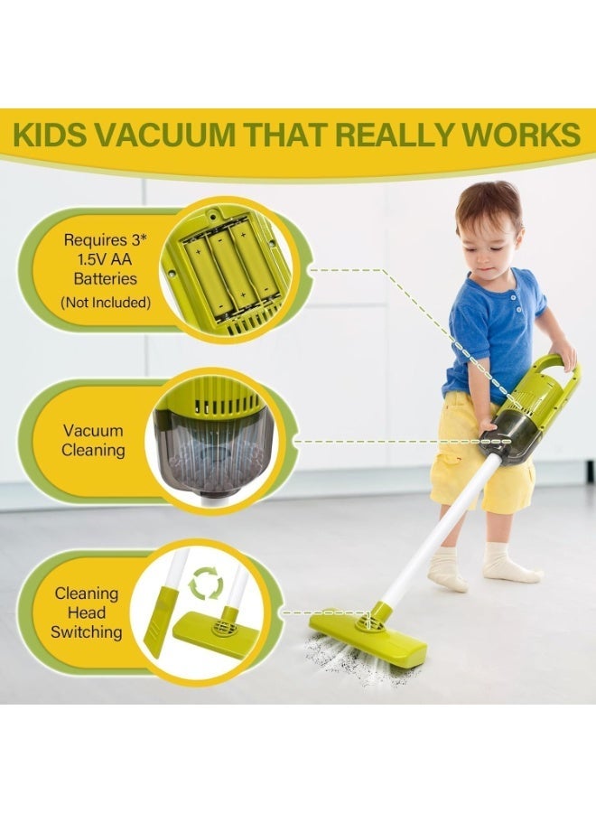 CENXI Kids Cleaning Toy Set, 14Pcs Pretend Play Home Cleaning Playset - Incl. 2-in-1 Electric Toy Vacuum, Broom and Dustpan Set, Mop,Duster and More, Sweep Play Toys for Boys Girls (Red) - Image 5