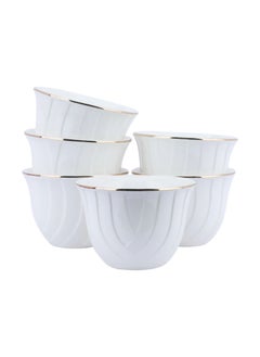 Alsaif Gallery A Set of 12Piece Corrugated White Porcelain Arabic Coffee Cups  - Image 1