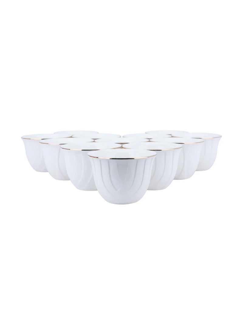 Alsaif Gallery A Set of 12Piece Corrugated White Porcelain Arabic Coffee Cups  - Image 2