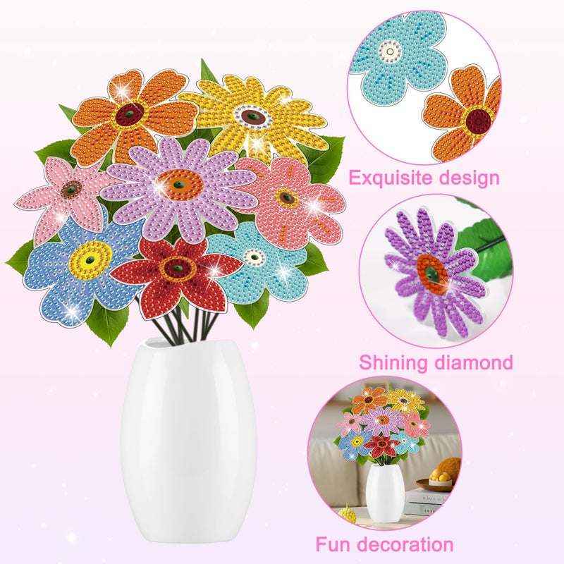 Vcekract 8 Pcs Flower Diamond Art Kits for Adults, Diamond Art for Table Decor, Diamond Painting Art Crafts for Beginners - Image 5