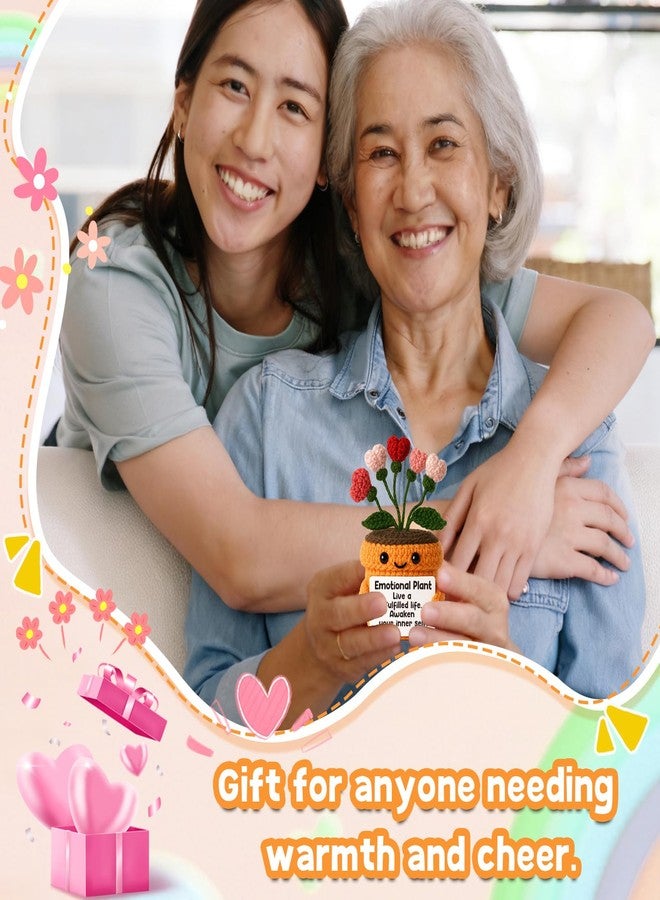 MAMAGIFTREE دبدوب زهرة القلب المحبوك من ماما جفتري - ديكور مكتبي عاطفي - هدية مرفعة للنساء والأصدقاء وزملاء العمل - زينة للذهن والعناية الذاتية للمكتب أو المنزل - Image 4