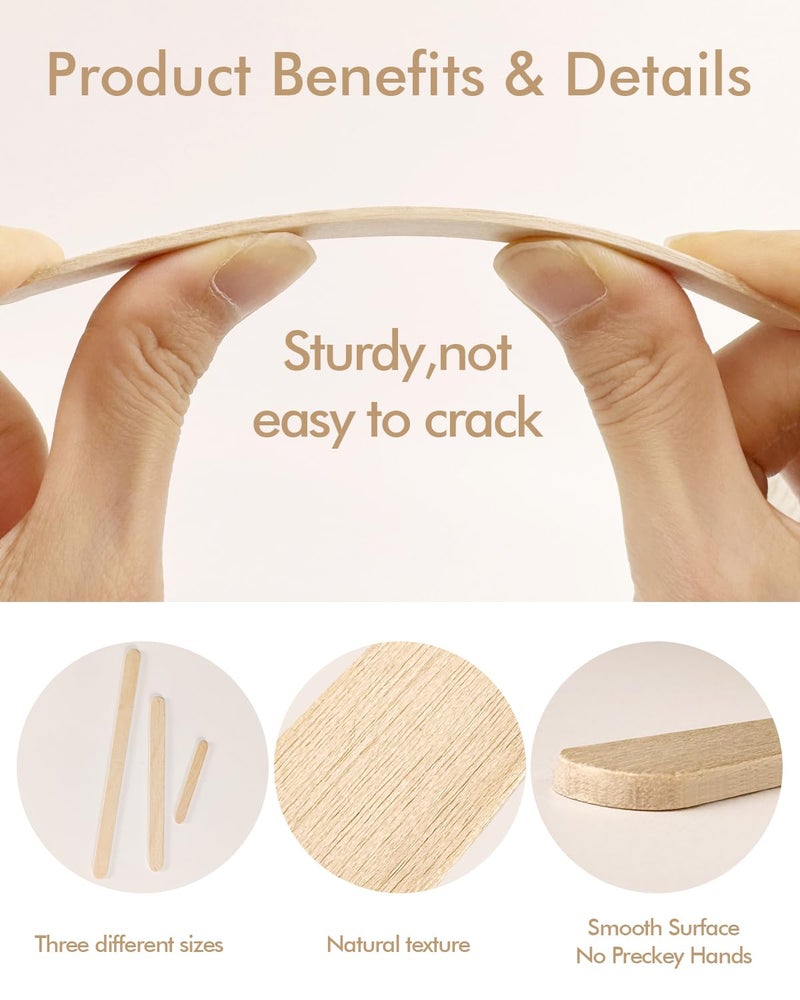 YBUTVY Popsicle Sticks for Crafts Ice Cream Sticks Craft Sticks Bulk 300 Pcs, 3 Mixed Sizes Jumbo Popsicle Sticks Bulk and Small Popsicle Sticks, Wooden Sticks for DIY - Image 3