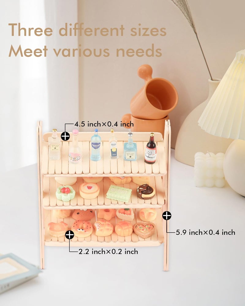 YBUTVY Popsicle Sticks for Crafts Ice Cream Sticks Craft Sticks Bulk 300 Pcs, 3 Mixed Sizes Jumbo Popsicle Sticks Bulk and Small Popsicle Sticks, Wooden Sticks for DIY - Image 5