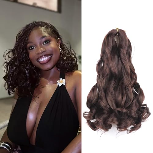 Aeagoo French Curl Braiding Hair 10 Inch Color 4 Curly Braiding Hair Pre Stretched 8 Packs French Curl Crochet Braids for Box Braids with Curly Ends for Black Women - Image 1