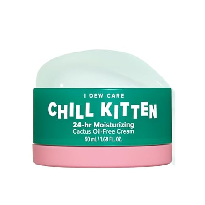 I DEW CARE Heartleaf Face Cream - Chill Kitten | Moisturizer with Moringa Seed, Prickly Pear, Aloe Vera Gel, Cactus Oil-Free, Glass Skin Look, Daily Use, for Dry Skin, 1.69 FL Oz - Image 1