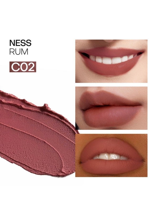 Mistine Lipstick Thai Latte Sheer Creamy Rouge Velevt Matte Finish Lipstick for Women Non-sticky Lipstick C02 Ness Rum 3.5g 1 Count - Image 3