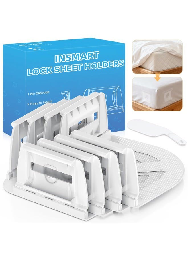 INSMART Sheet Holders - Bed Sheet Holder for Corners & Sides, Strong Elastic Sheet Straps & Grippers. Secures Fitted Sheet for Universal Fit Bed, Keep Sheets Tight All Night (Sheet Holders) - Image 1