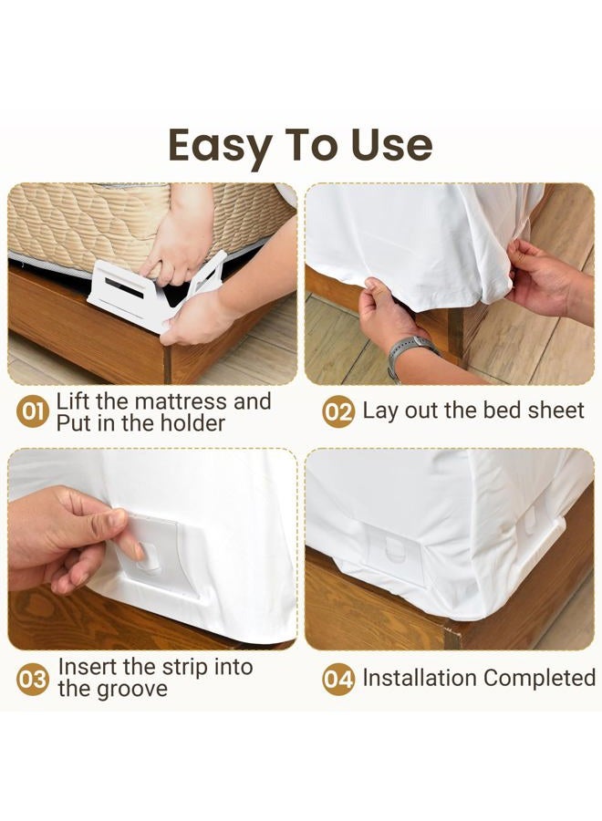 INSMART Sheet Holders - Bed Sheet Holder for Corners & Sides, Strong Elastic Sheet Straps & Grippers. Secures Fitted Sheet for Universal Fit Bed, Keep Sheets Tight All Night (Sheet Holders) - Image 5