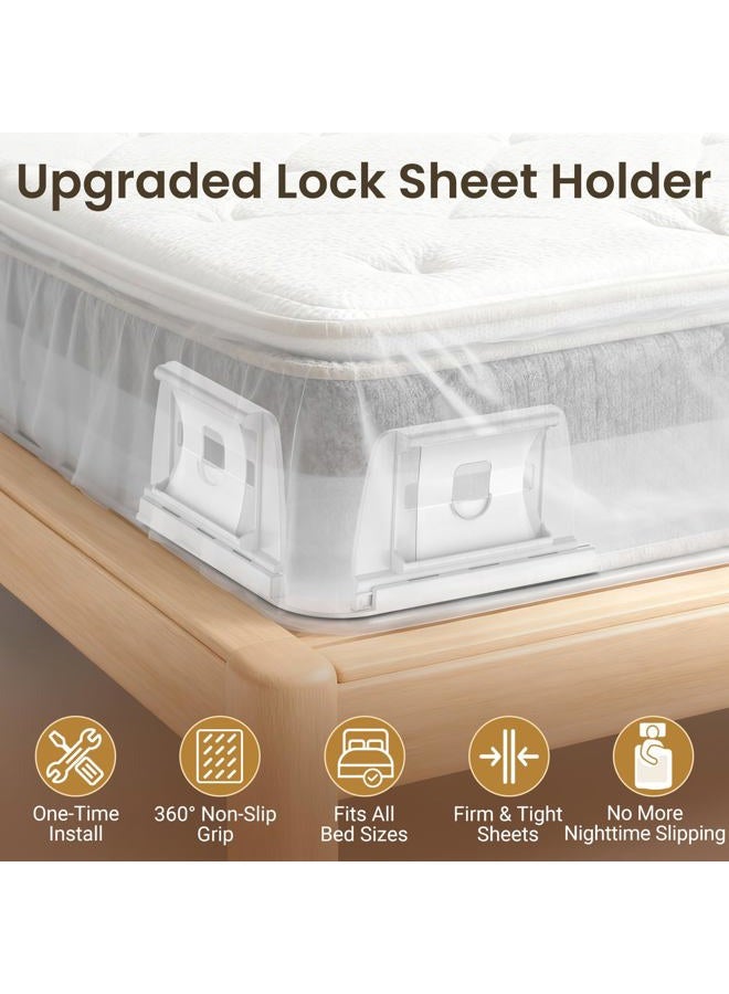 INSMART Sheet Holders - Bed Sheet Holder for Corners & Sides, Strong Elastic Sheet Straps & Grippers. Secures Fitted Sheet for Universal Fit Bed, Keep Sheets Tight All Night (Sheet Holders) - Image 2