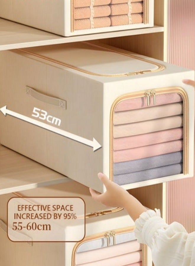 MIXDE 56L Storage Bins Clothes Storage, Foldable Metal Frame Organizer Bins Storage Bags for Clothing, Bedroom, Closet, Dorm, Quilts - Image 3